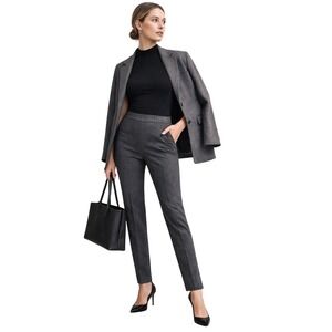 Nine West Grey Herringbone Pull On Leggings Slim Fit Dress Pants Womens Small
